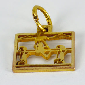 Sedan Chair 18K Yellow Gold Square Charm Pendant