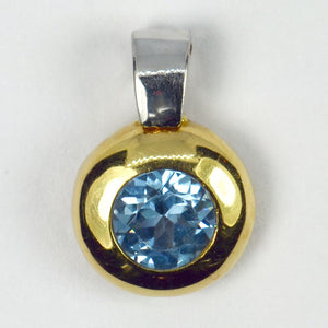 Blue Synthetic Spinel 18K Yellow White Gold Charm Pendant