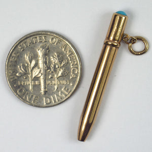 Propelling Pencil 9K Rose Gold Turquoise Charm Pendant