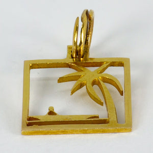 Desert Island 18K Yellow Gold Square Charm Pendant
