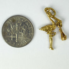 Load image into Gallery viewer, 9K Yellow Gold Stork with Baby Charm Pendant
