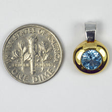 Load image into Gallery viewer, Blue Synthetic Spinel 18K Yellow White Gold Charm Pendant
