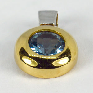 Blue Synthetic Spinel 18K Yellow White Gold Charm Pendant