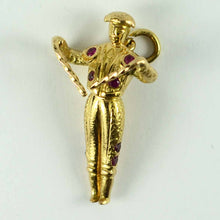 Load image into Gallery viewer, 18K Yellow Gold Red Ruby Spanish Matador Charm Pendant
