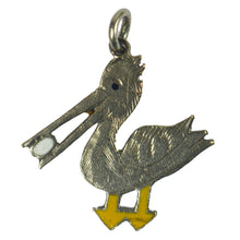 Load image into Gallery viewer, Stork and Egg Platinum Enamel Charm

