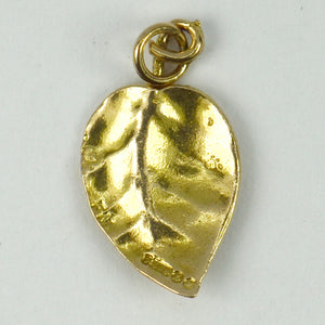 9K Yellow Rose Gold Leaf Charm Pendant