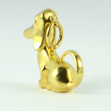 Load image into Gallery viewer, 18K Yellow Gold Black Enamel Dog Charm Pendant
