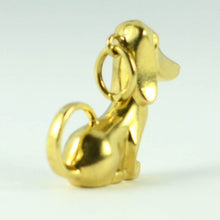 Load image into Gallery viewer, 18K Yellow Gold Black Enamel Dog Charm Pendant
