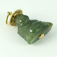Load image into Gallery viewer, 18K Yellow Gold Green Jadeite Jade Buddha Large Charm Pendant
