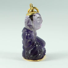 Load image into Gallery viewer, 18K Yellow Gold Purple Amethyst Buddha Large Charm Pendant
