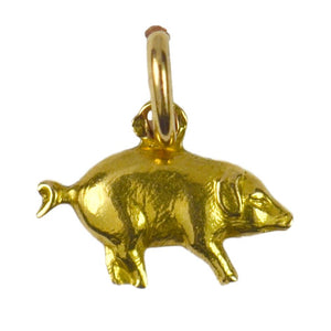18K Yellow Gold Pig Charm Pendant