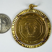 Load image into Gallery viewer, 24K Bahrain 10 Dinars Isa Town Coin 18K Yellow Gold Charm Pendant
