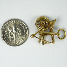 Load image into Gallery viewer, 9K Yellow Gold Mechanical Spinning Wheel Charm Pendant
