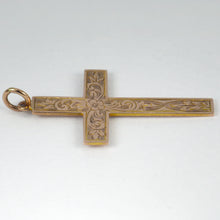 Load image into Gallery viewer, 9K Rose Gold Engraved Cross Charm Pendant
