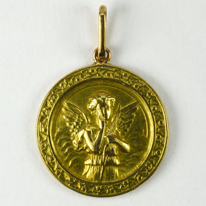French Cupid and Lovebirds 18K Yellow Gold Charm Pendant