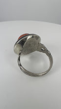 Load and play video in Gallery viewer, French silver coral lacquer target ring
