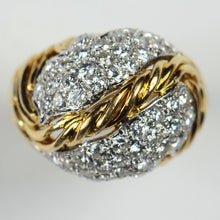 Load image into Gallery viewer, Diamond 18K Gold Leaf Dome Ring, circa 1950
