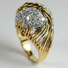 Load image into Gallery viewer, Diamond 18K Gold Leaf Dome Ring, circa 1950
