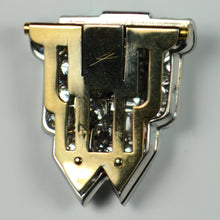 Load image into Gallery viewer, Art Deco White Diamond Platinum Gold Clip Brooch
