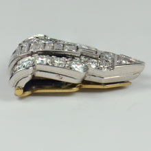 Load image into Gallery viewer, Art Deco White Diamond Platinum Gold Clip Brooch
