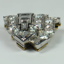 Load image into Gallery viewer, Art Deco White Diamond Platinum Gold Clip Brooch
