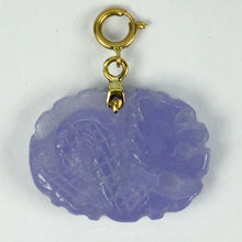 Load image into Gallery viewer, Carved Lavender Jade Dragon 14K Yellow Gold Charm Pendant
