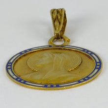 Load image into Gallery viewer, French Virgin Mary 18K Yellow Gold Enamel Charm Pendant
