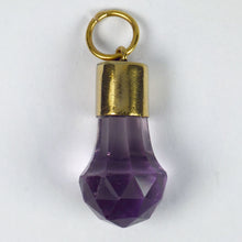 Load image into Gallery viewer, 18K Yellow Gold Amethyst Fob Charm Pendant
