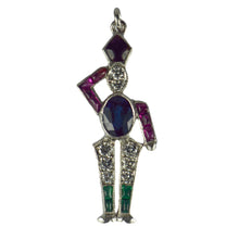 Load image into Gallery viewer, Art Deco Platinum Emerald Ruby Sapphire Diamond Soldier Charm Pendant
