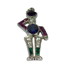 Load image into Gallery viewer, Art Deco Platinum Emerald Ruby Sapphire Diamond Soldier Charm Pendant
