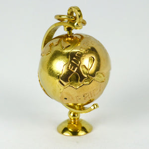 18K Yellow Gold Spinning Globe Charm Pendant