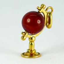 Load image into Gallery viewer, French 18K Yellow Gold Carnelian Spinning Globe Charm Pendant
