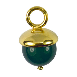 18K Yellow Gold Green Agate Sphere Charm Pendant