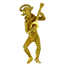 Load image into Gallery viewer, 18 Karat Yellow Gold Harlequin and Lute Charm Pendant
