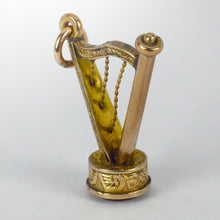 Load image into Gallery viewer, Gold Plated Carnelian Harp Fob Charm Pendant
