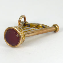 Load image into Gallery viewer, Gold Plated Carnelian Harp Fob Charm Pendant
