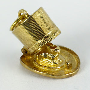 9K Yellow Gold Magician’s Top Hat and Rabbit Charm Pendant