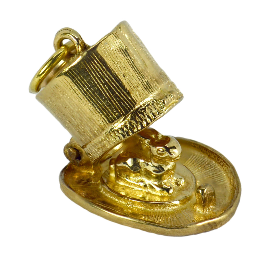 9K Yellow Gold Magician’s Top Hat and Rabbit Charm Pendant