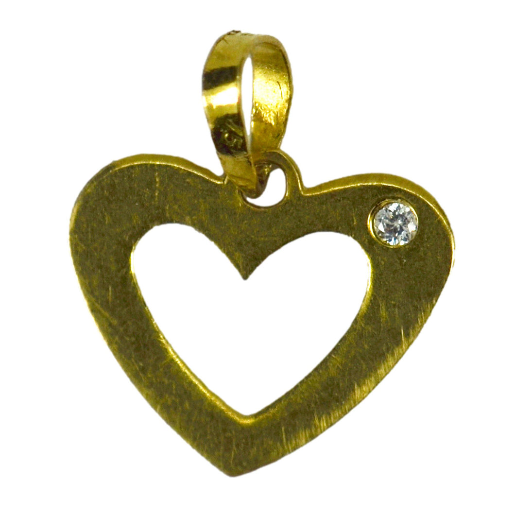 18K Yellow Gold Love Heart Charm Pendant