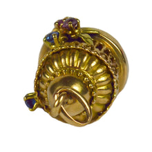 Load image into Gallery viewer, French Yellow Gold Gem Set Love Heart Lovers Pavilion Charm Pendant
