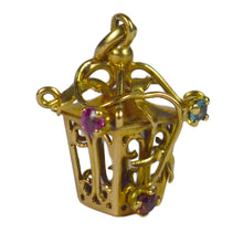 Load image into Gallery viewer, French Yellow Gold Gem Set Lantern Charm Pendant
