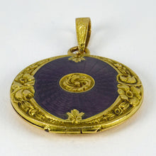 Load image into Gallery viewer, Purple Enamel 18K Yellow Gold Pendant Locket
