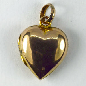 9K Yellow Gold Heart Locket Charm Pendant