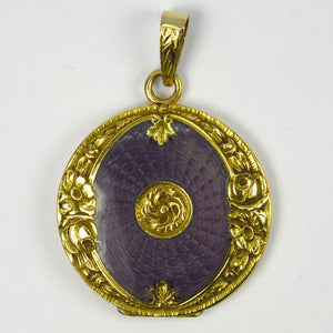Purple Enamel 18K Yellow Gold Pendant Locket