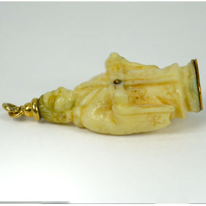 18 Karat Yellow Gold Bone Chinese Man Charm Pendant