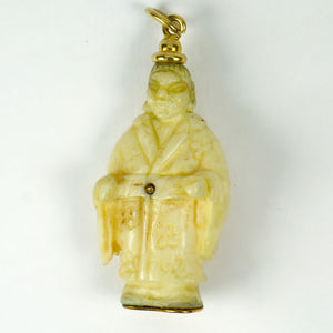 18 Karat Yellow Gold Bone Chinese Man Charm Pendant