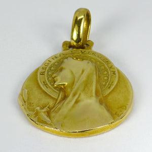 French Emile Dropsy Virgin Mary 18K Yellow Gold Medal Pendant
