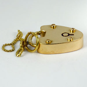 Heart Padlock 15K Yellow Gold Charm Pendant