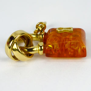 Amber 18K Yellow Gold Padlock Charm Pendant