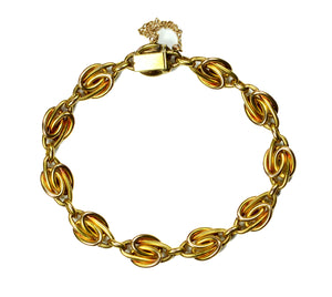Pearl Ruby 18K Yellow Gold Link Bracelet, circa 1900